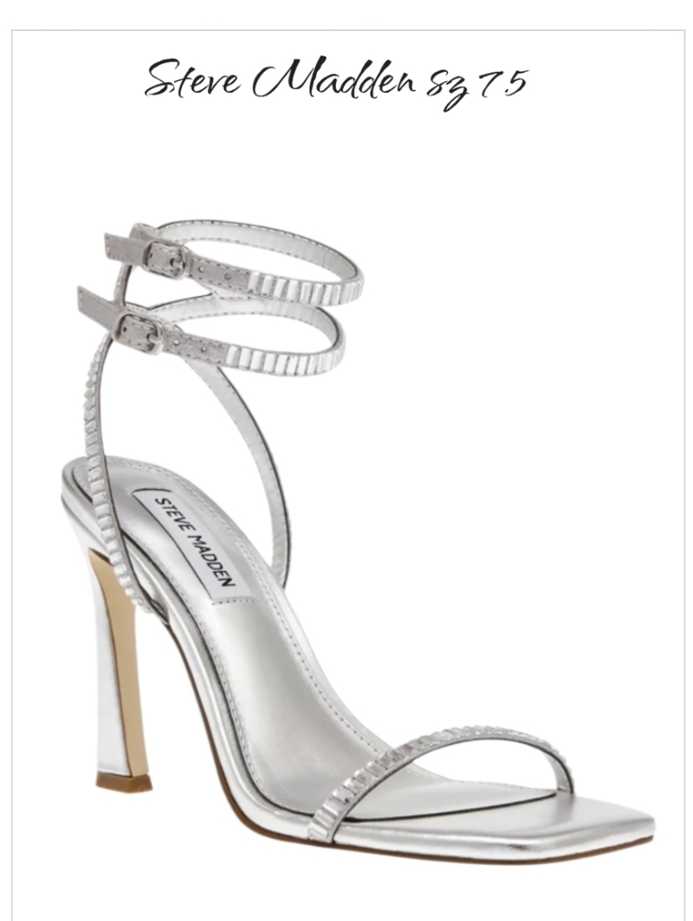Steve Madden Women's Thierry Ankle-Wrap Rhinestone Dress Sandals Sz 7.5